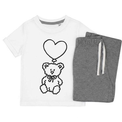 Kinder Nachtwäsche-/Pyjama-Set ''Teddy mit Ballon in Herzform'' (KP058655)