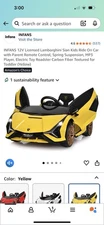 INFANS Lamborghini Kids Ride-On Car, Remote Control, MP3, Yellow