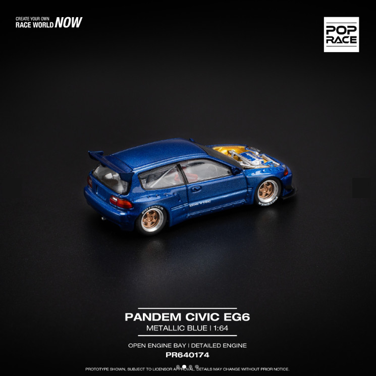 Pop Race Pandem Civic EG6 Metallic Blue PR640174 1/64