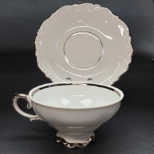 Vintage Winterling Germany Teacup & Saucer Sylvia Elegance Silver/Platinum Trim