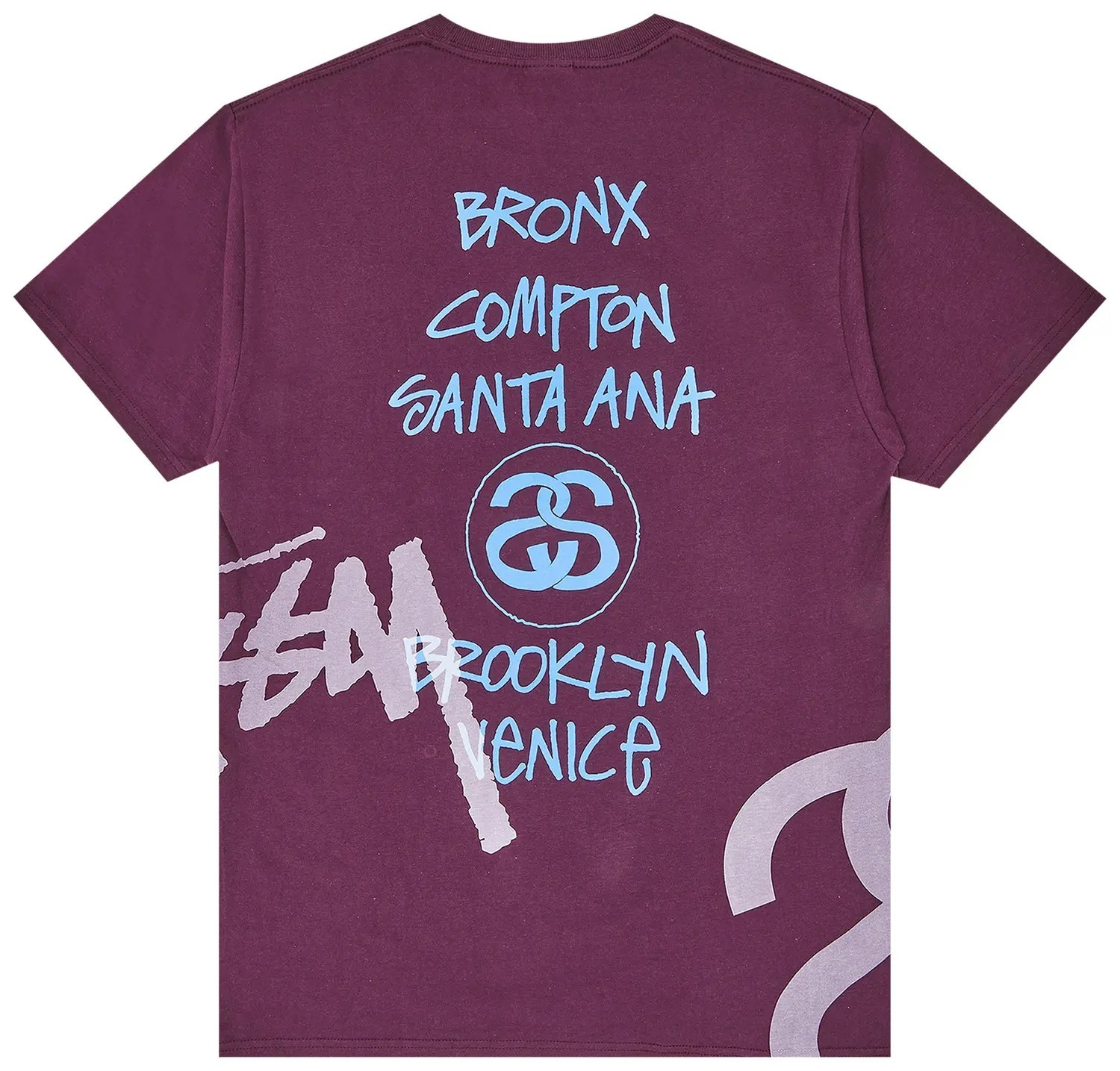 Stussy Big World Tour Tee 'Eggplant'(Burgundy) Size Large Brand New With Tags thumbnail 2