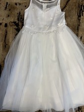 Joy Kids White Flower Girl Dress Wedding Size 4 FLAW TOP Tulle Layer
