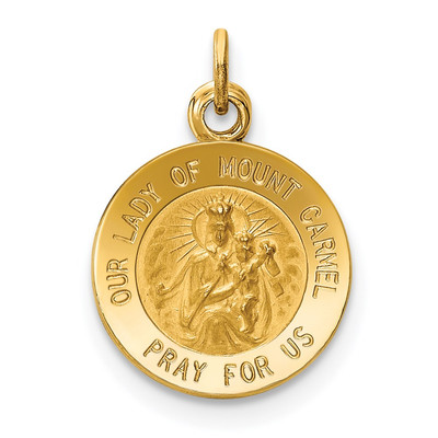 14k Gelbgold Unsere Liebe Frau von Mt. Karmel Medaille Charm Anhänger 0,67 Zoll