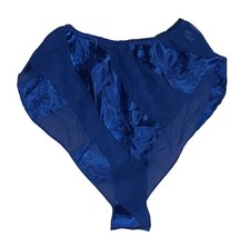 INDULGENCE Blue Shiny Satin Embossed Flutter Tap Panties Women s S