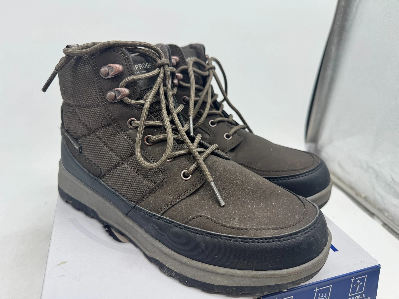 Weatherproof Jenkins Snow Boots Men's Brown Lace Up Lightweight Comfort - 8