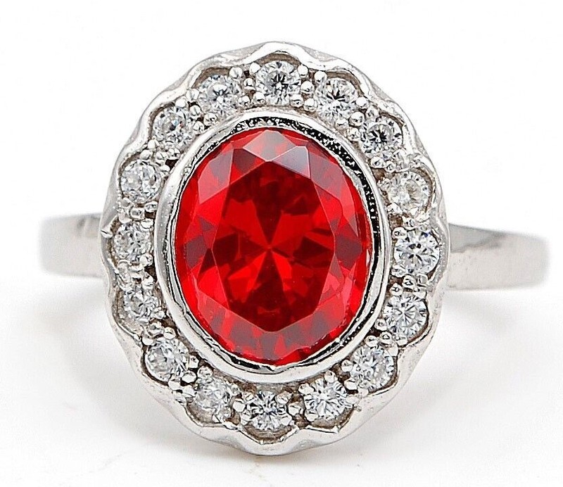  3CT Fire Garnet 925 Solid Sterling Silver Ring Jewelry Sz 8 U3-4