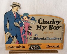 ANTIQUE CHARLEY MY BOY COLUMBIA RECORD ADVERTISING SIGN POSTER PHONOGRAPH
