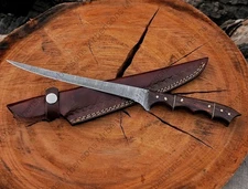Fish Fillet Knife Damascus Steel Custom Handmade Slim Blade Best for Fishermans.