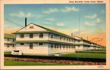 Vintage Army Barracks Camp Grant Illinois Linen Postcard Curt Teich