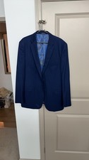 Adolfo Men's Slim Fit Navy Blue Blazer with Paisley Lining