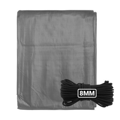 Robustes 200 g/m² graues Abdeckplanen-Set + 10 m schwarzes Gummiseil 8 mm Profi