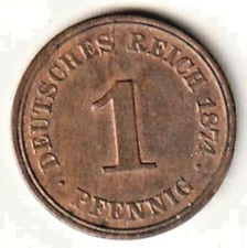 1 Pfennig | 1874-A | Germany | Wilhelm I | Extra Fine | KM# 1