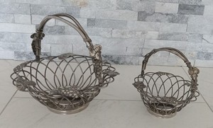 Vintage Godinger Silver Art Co Grape Leaf Design Baskets (Large & Small)