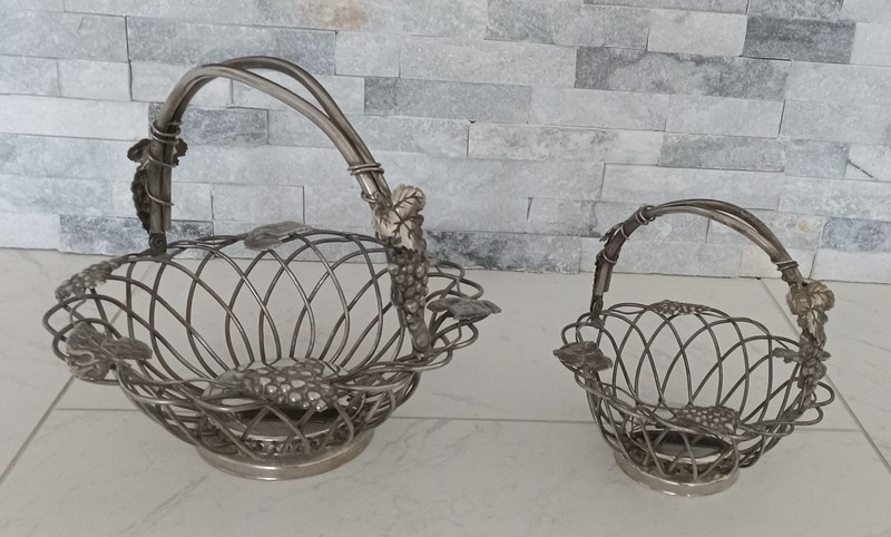 Vintage Godinger Silver Art Co Grape Leaf Design Baskets (Large & Small)