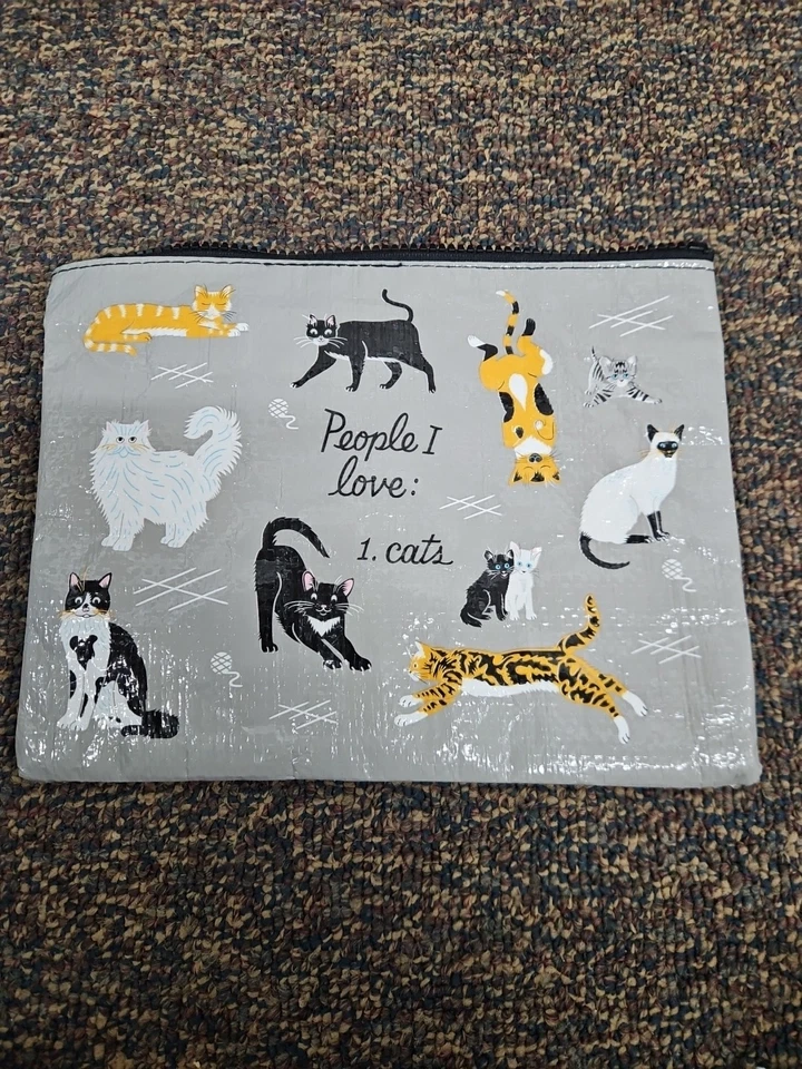 Blue Q Zipper Pouch Bag People I Love Cats Recycled Material 9.50x7.25 Organizer - Image 4 of 4