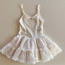 Her Majesty Girls Vintage White Nylon Lace Trim Petticoat Size 6