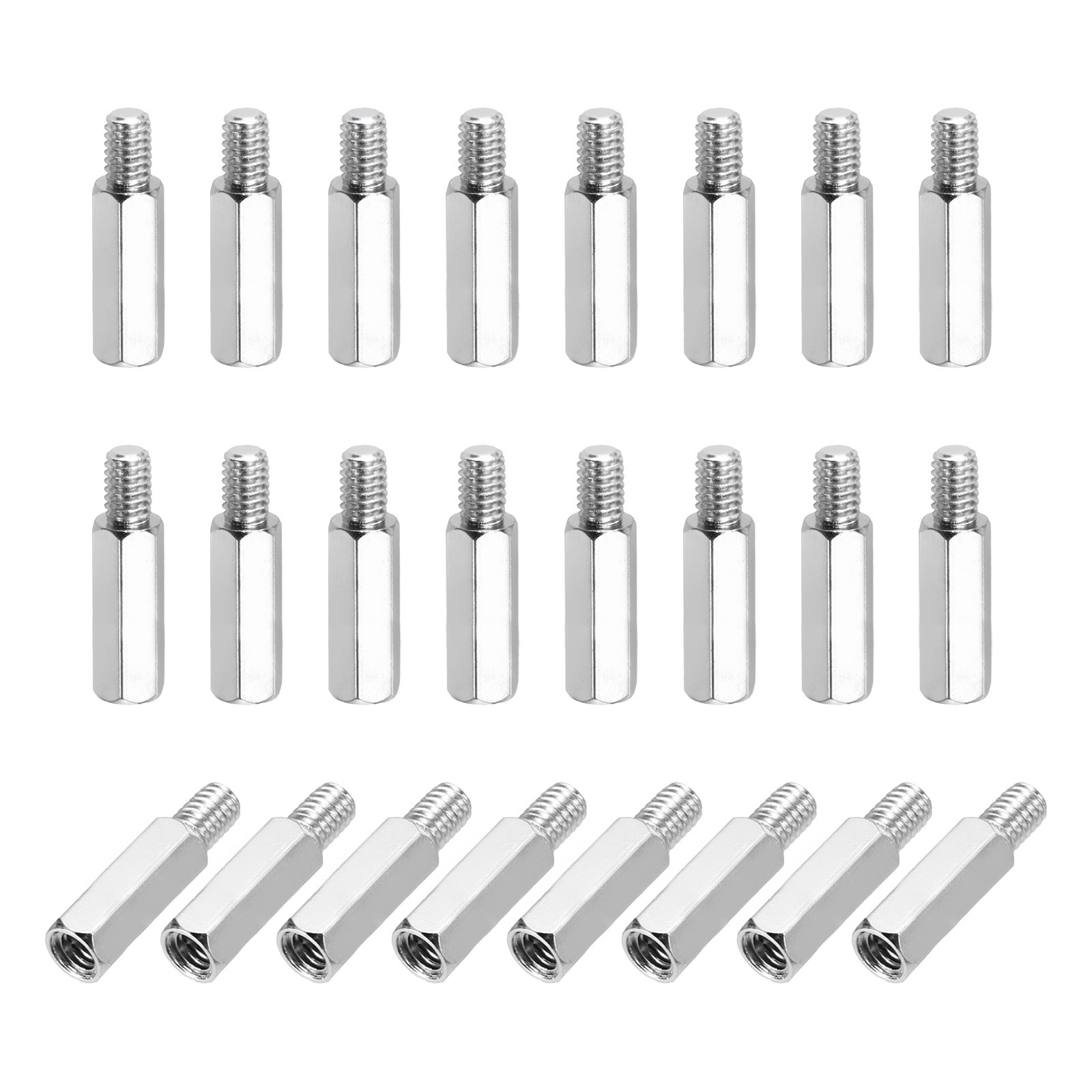 24Pcs Hex Spacer Screws M4x17mm+6mm Nickel Plated Motherboard Standoffs