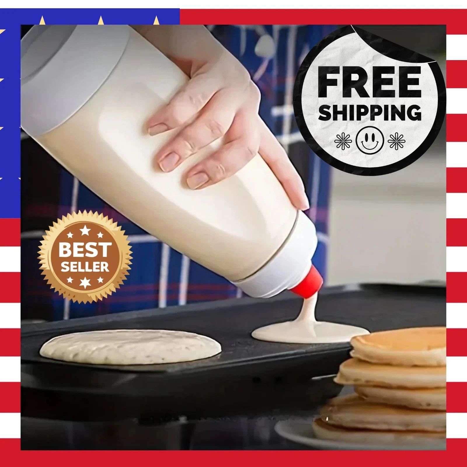 Pancake Batter Bottle Batter Mixer with Blender Ball Wire Whisk for Restaurant
