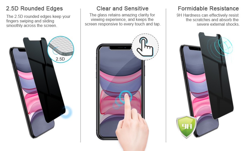 2X Privacy Tempered Glass Screen Protector iPhone 17 16 15 14 13 12 11 Pro Max — image 12