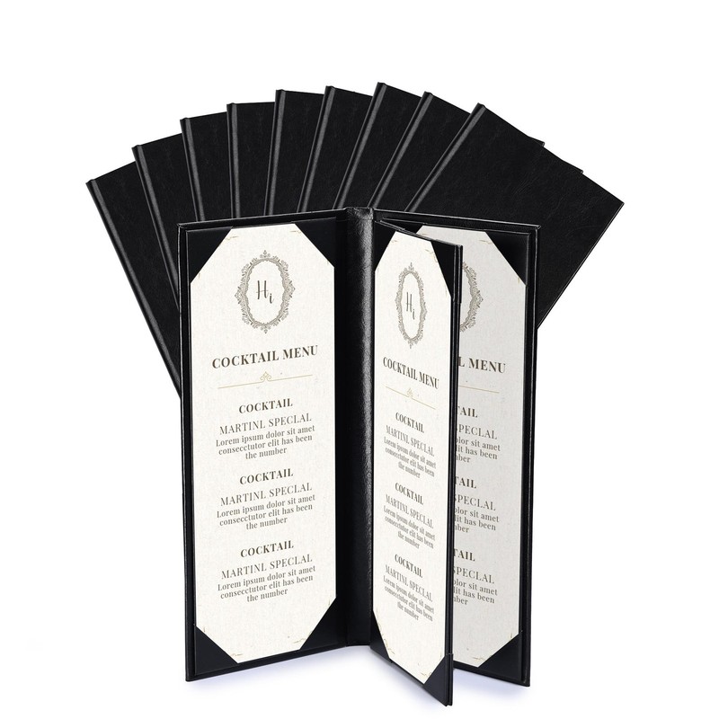 WeChef 10 Pcs 4.25x11" Leather Restaurant Menu Covers 4 View Wine List Bar