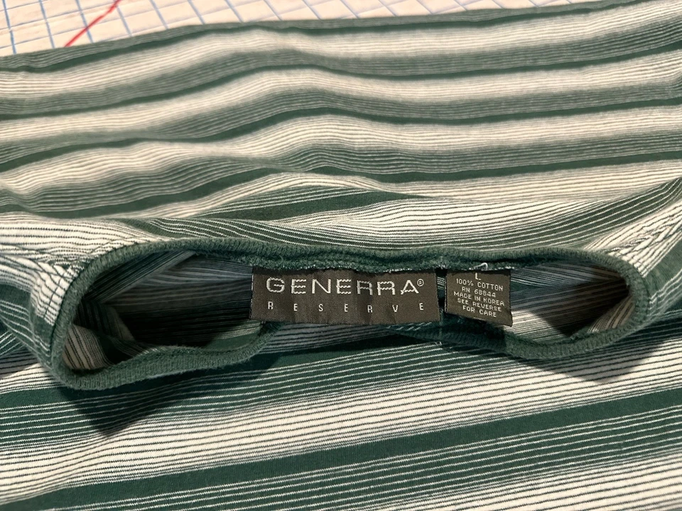 Винтажная футболка 90-х Y2k Generra с зелеными геометрическими полосками для скейтбординга серфинга Henley L - Изображение 3 из 4