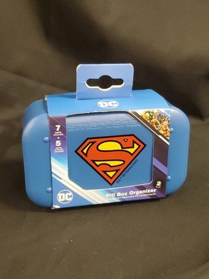 Smartshake DC Comic SUPERMAN Pill Box Organizer 2pcs In One BPA Free Blue NEW