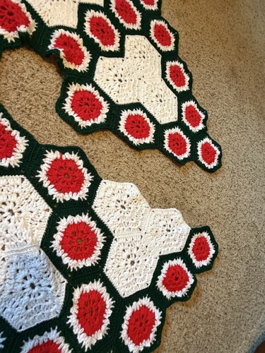 Vtg Hand Crocheted Granny Square Knit Red Green White Christmas Tree ...