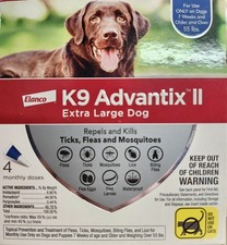 K9 Advantix II for Extra Large Dogs by Elanco Over 55lbs 4 Pack Box 