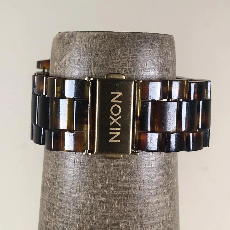 Nixon Time Teller Acetate Watch 37mm Tortoise Gold Dial Quartz Japan 100m - Image 4 of 4