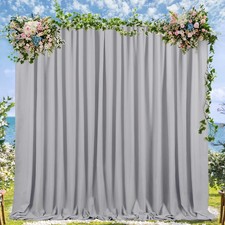 2 Panels 5x10 Ft Grey Polyester Wedding Backdrop Curtain Party Photo Drape