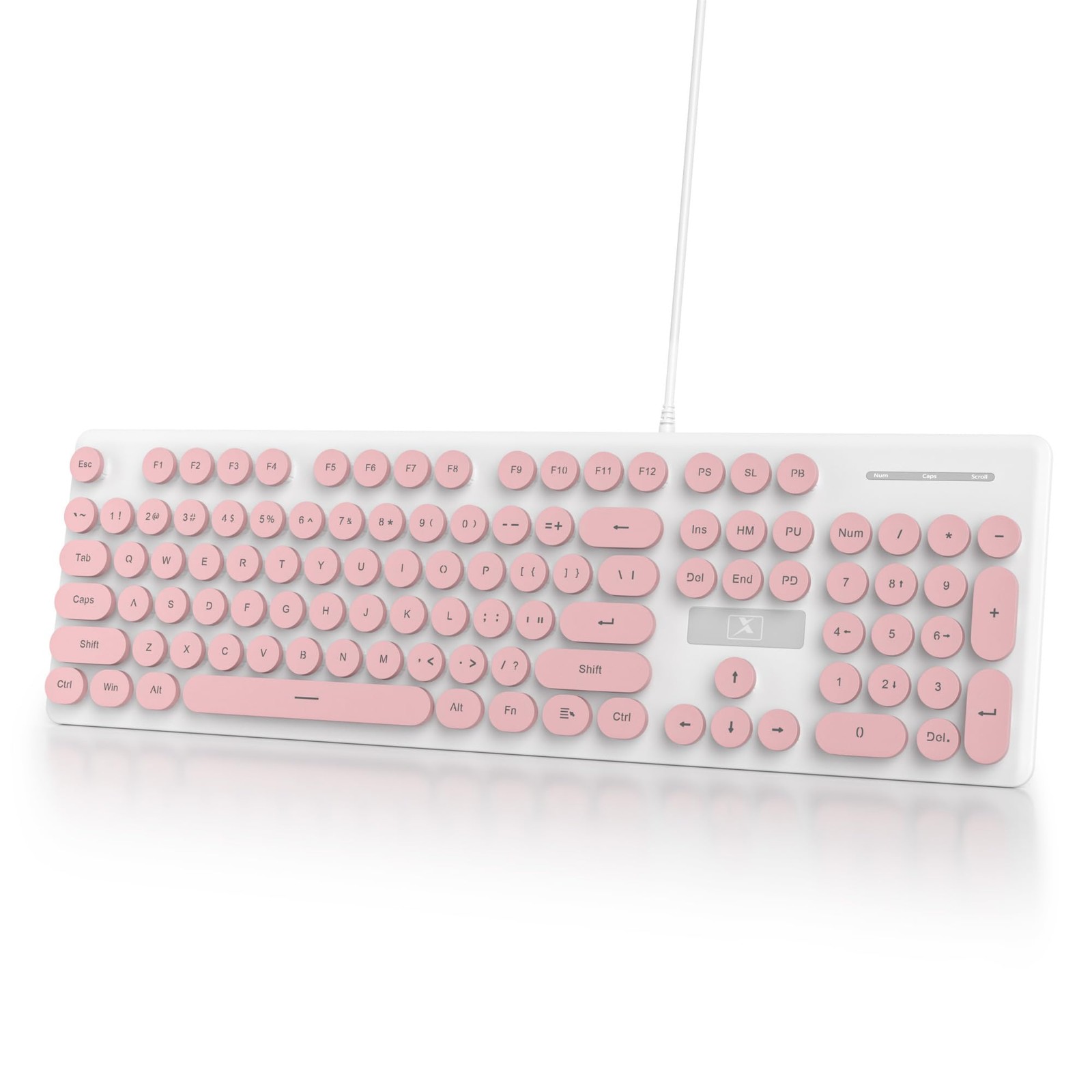 Pink Wired Cute Retro Light Up LED Backlit 104Key Typewriter PC Keyboard
