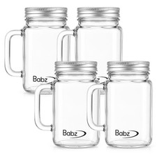 4x 560ml Mason Jars Drinking Glasses Assorted Colours Lid Storage Jars