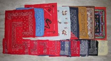 Vintage Mixed Lot of 17 USA MADE Hanky BANDANAS, MOSTLY DIFFERENT LOOK 