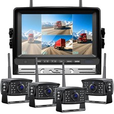 1080P WIRELESS RV BACKUP CAMERA 7" DVR QUAD SPLIT MONITOR FOR TRUCK TRAILER VAN