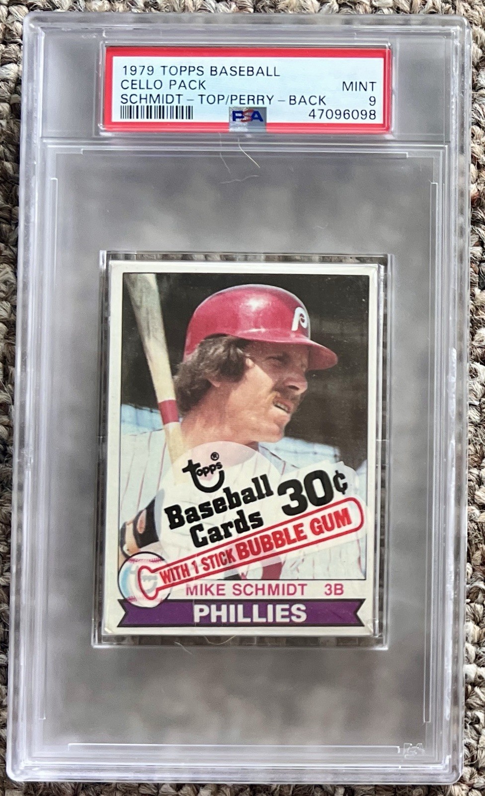 1979 Mike Schmidt Topps Baseball Unopened Cello Pack PSA 9 Mint Phillies HOF