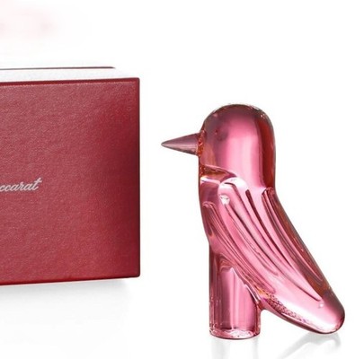 Baccarat Fauna Christopolis Vogel rosa Ornament Kristallglas Figur mit Box