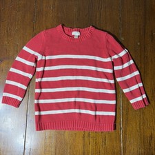 Ann Taylor LOFT Petites Cotton Knit Red Striped Sweater - SIZE MEDIUM