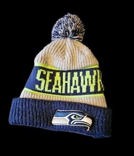 Seattle Seahawks Cuffed Pom Beanie Knit Hat Blue Lime Gray OSFM 47 Brand