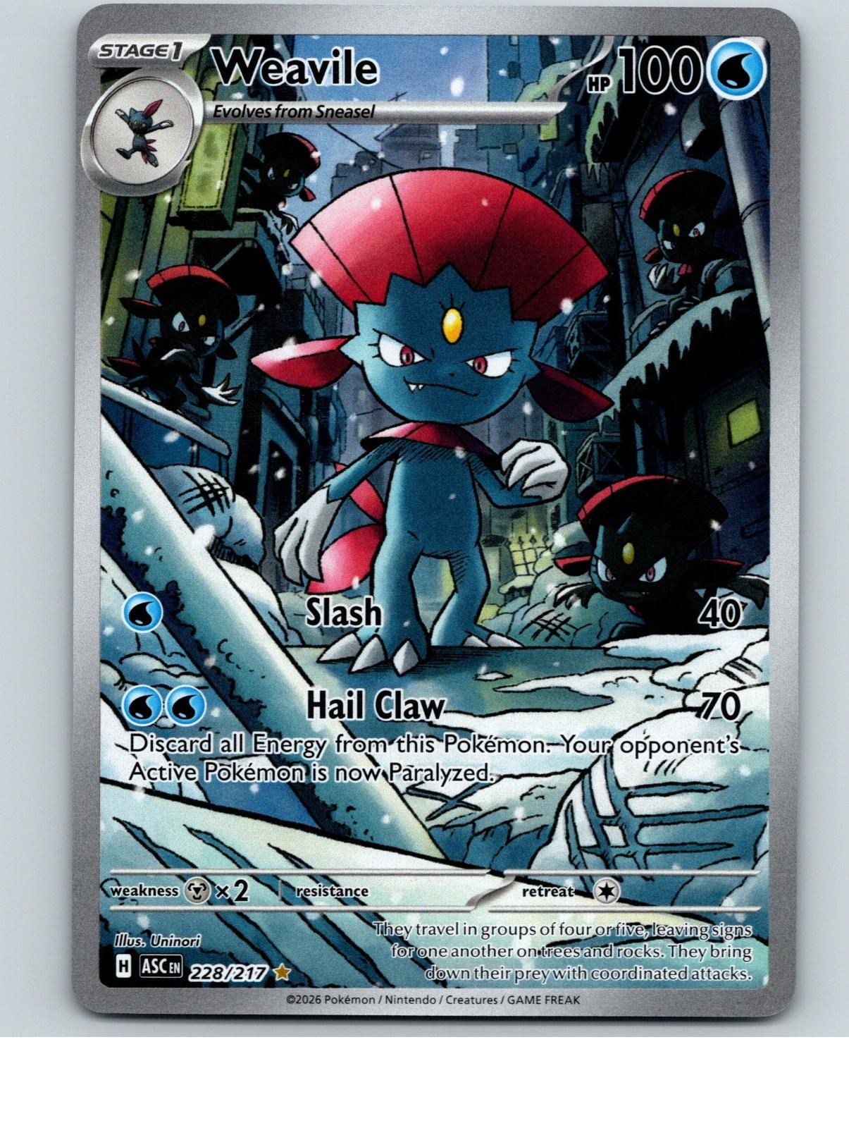 Weavile 228/217 Illustration Rare Ascended Heroes Pokemon Holo Near Mint