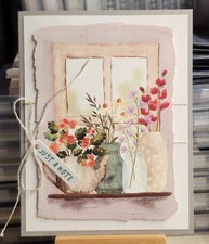 Stampin Up FARMHOUSE FLORALS * JUST A NOTE * CARD KIT- Makes 4, COUNTRY WINDOW