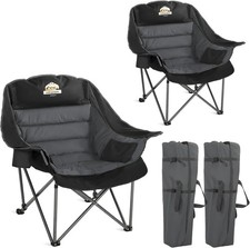 Oversized Camping Chairs Set of 2 Padded Camping Chair Heavy Duty Lawn Chairs