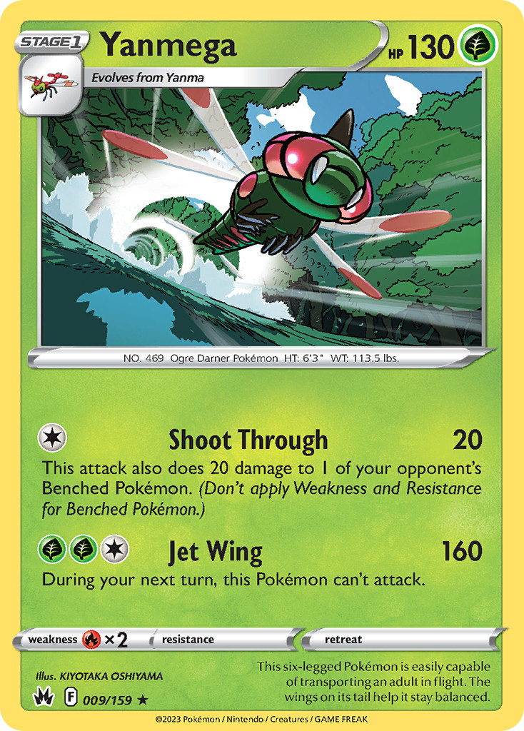 Yanmega 009/159 Rare Crown Zenith Pokemon Reverse Holo Lightly Played