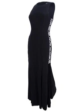Xscape Women's Beaded Cutout-Side Gown (4, Black/Silver) 191837023482