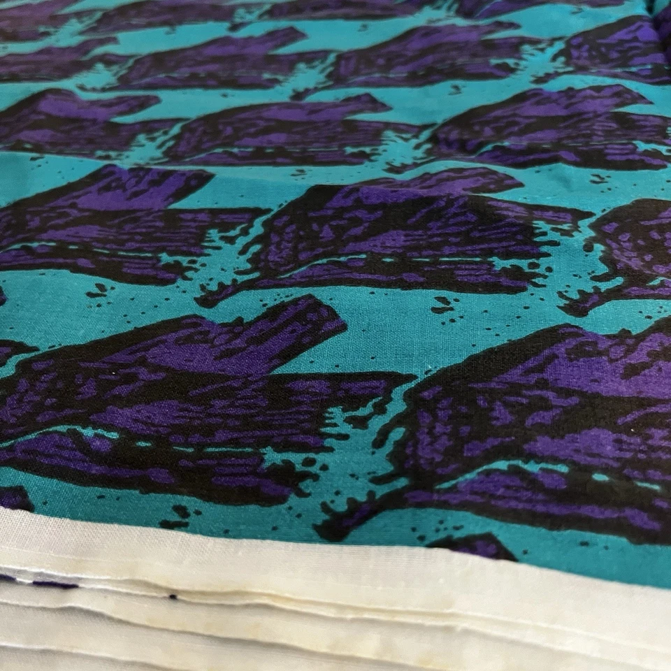 Memphis Style Abstract Print Fabric Turquoise Purple Black Art Deco Vibe 60"x90" - Image 2 of 4