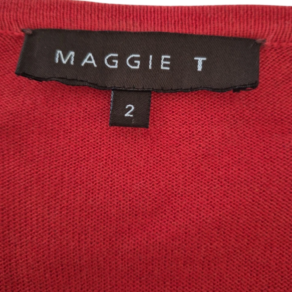 Maggie T Size 2 /20 22 Orange Lightweight Alpaca Viscose Blend Knit Cardigan - image 4 of 4