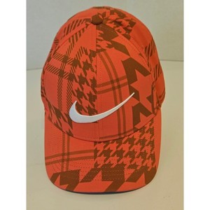 Nike Golf Classic99 Dri Fit Orange Houndstooth Plaid Baseball Cap Adjustable