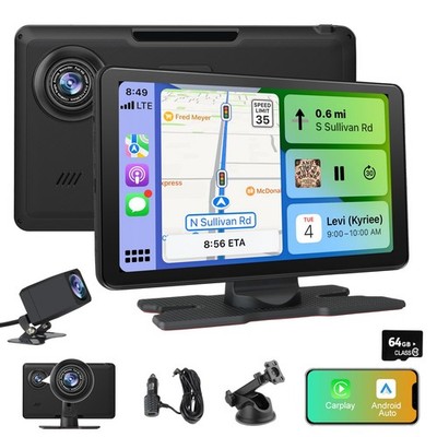  9 Zoll CarPlay & Android Auto Display Digital Receiver mit 4K Frontkamera kam+