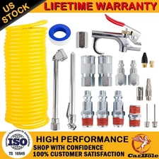 20pcs/set AIR COMPRESSOR ACCESSORY KIT Tools 25 Ft Recoil Hose Gun Nozzles 1/4"