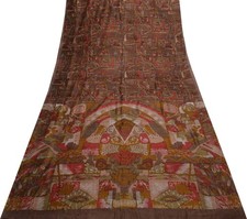 Sushila Vintage Indian Saree 100 Pure Silk Printed 5 Yard Soft Craft Fabric