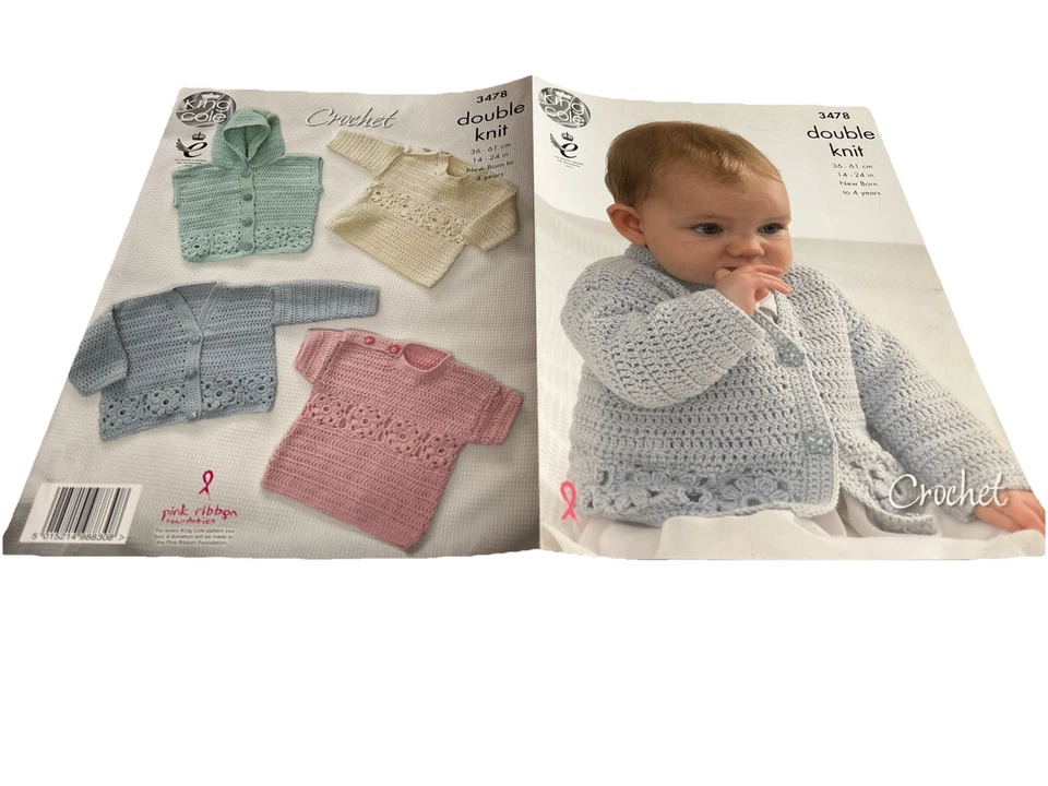 King Cole Knitting Pattern 3478. Double Knits Baby. 36-61cm, Cardigan & Sweater - Image 3 of 4